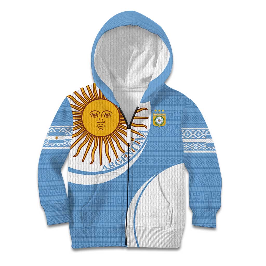Custom Argentina Football Kid Hoodie Vamos La Albiceleste - Sky Blue Version - Wonder Print Shop
