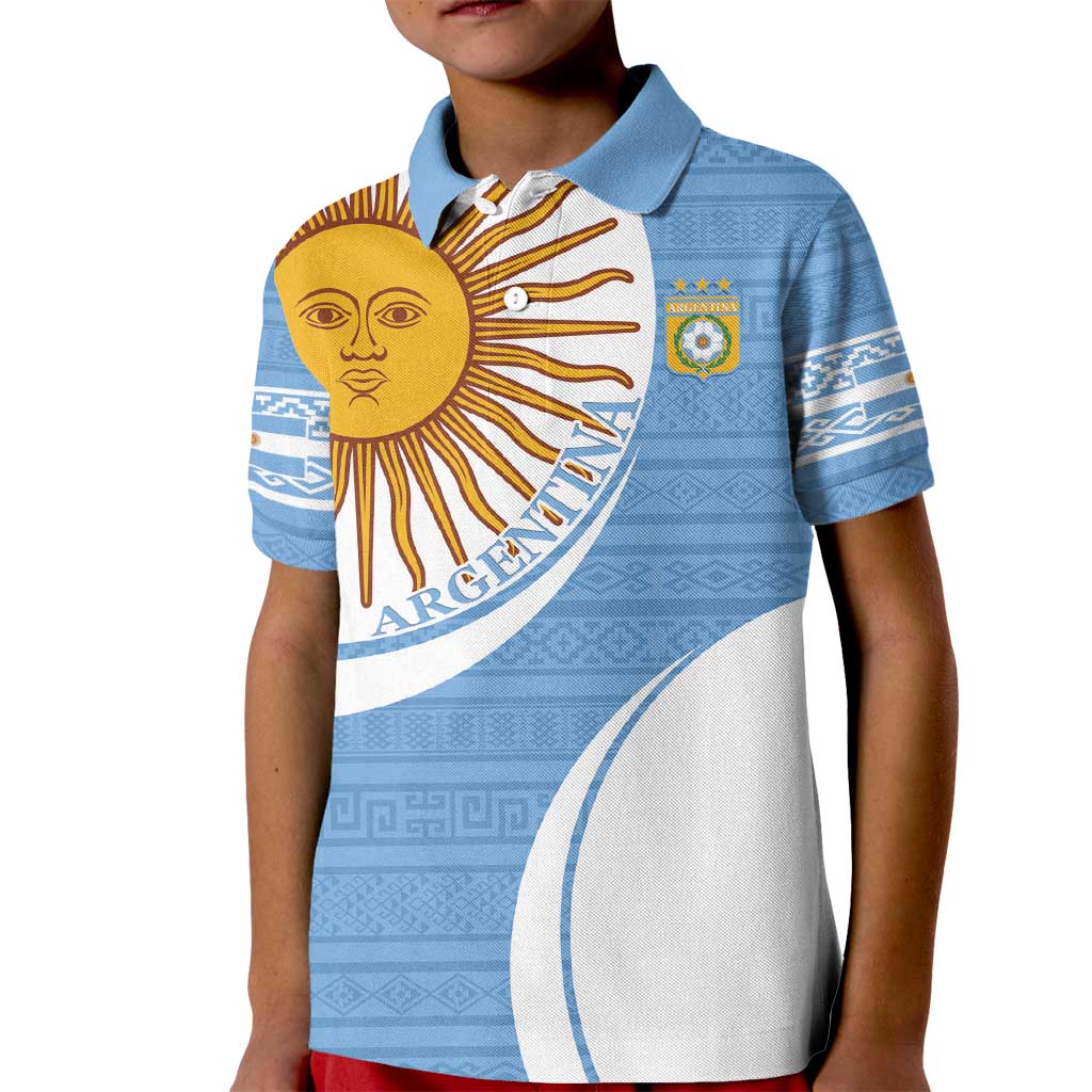 Custom Argentina Football Kid Polo Shirt Vamos La Albiceleste - Sky Blue Version - Wonder Print Shop
