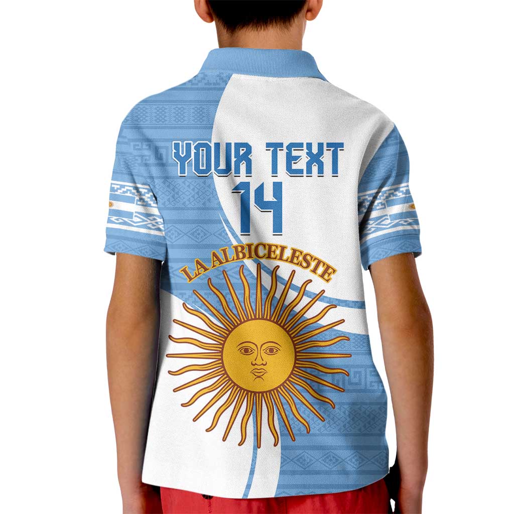 Custom Argentina Football Kid Polo Shirt Vamos La Albiceleste - Sky Blue Version - Wonder Print Shop