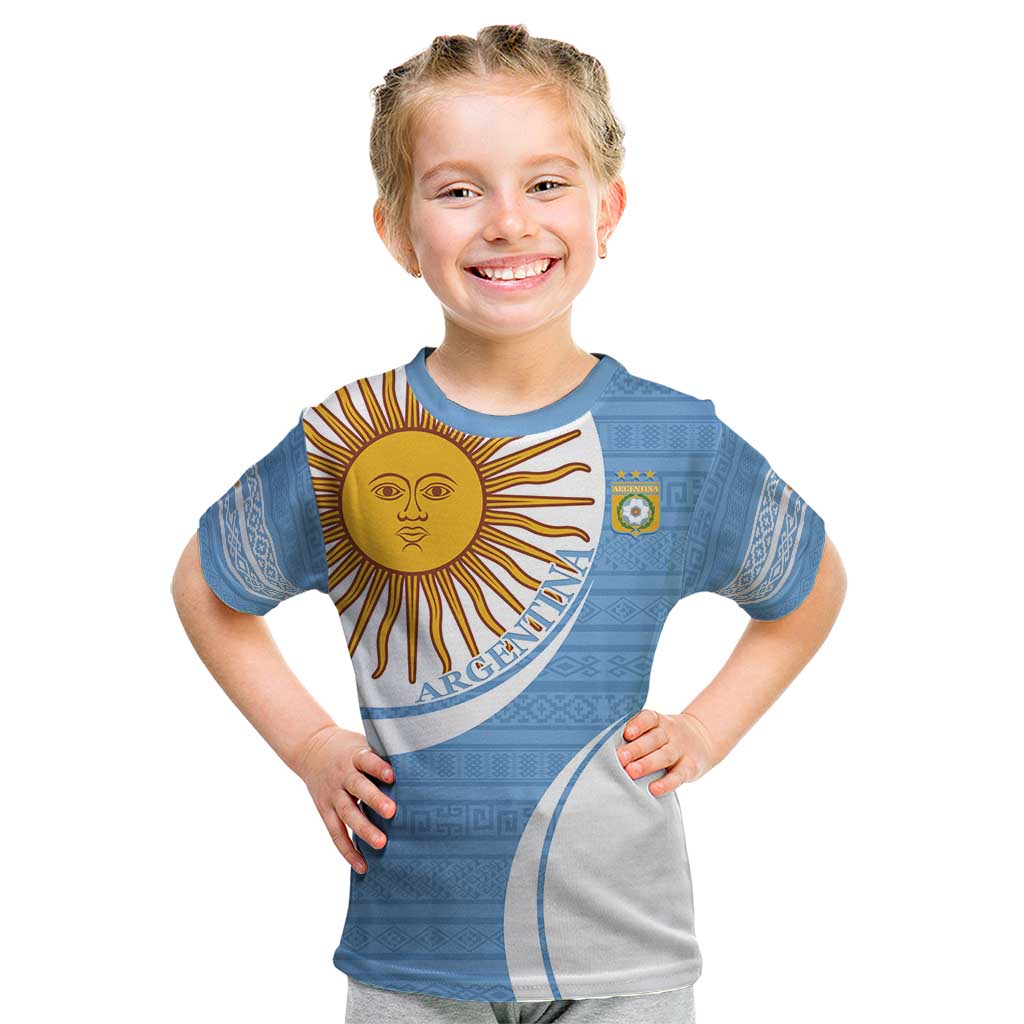 Custom Argentina Football Kid T Shirt Vamos La Albiceleste - Sky Blue Version - Wonder Print Shop