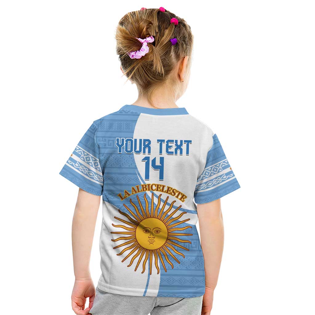 Custom Argentina Football Kid T Shirt Vamos La Albiceleste - Sky Blue Version - Wonder Print Shop