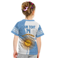 Custom Argentina Football Kid T Shirt Vamos La Albiceleste - Sky Blue Version - Wonder Print Shop