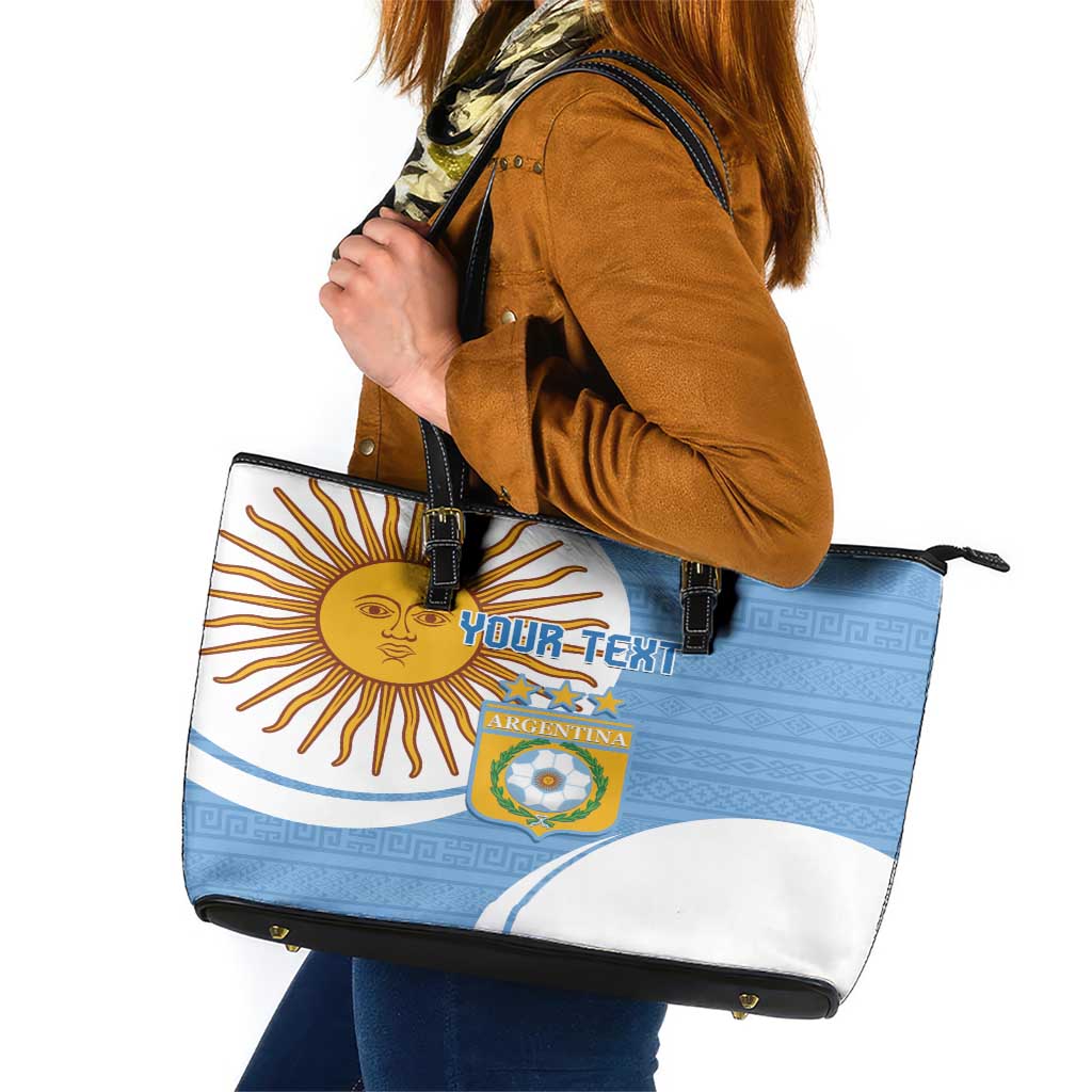 Custom Argentina Football Leather Tote Bag Vamos La Albiceleste - Sky Blue Version - Wonder Print Shop