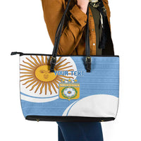 Custom Argentina Football Leather Tote Bag Vamos La Albiceleste - Sky Blue Version - Wonder Print Shop