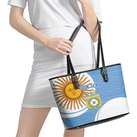 Custom Argentina Football Leather Tote Bag Vamos La Albiceleste - Sky Blue Version - Wonder Print Shop