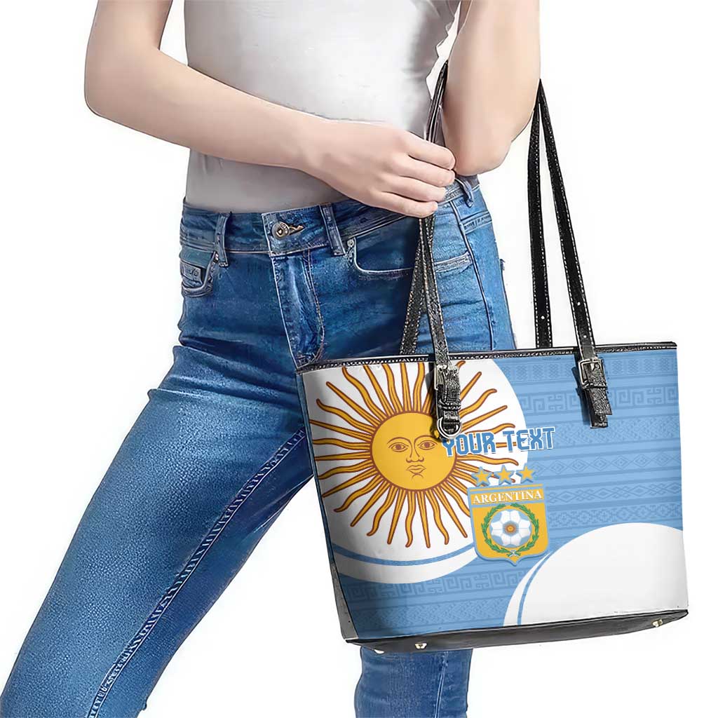 Custom Argentina Football Leather Tote Bag Vamos La Albiceleste - Sky Blue Version - Wonder Print Shop