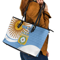 Custom Argentina Football Leather Tote Bag Vamos La Albiceleste - Sky Blue Version - Wonder Print Shop