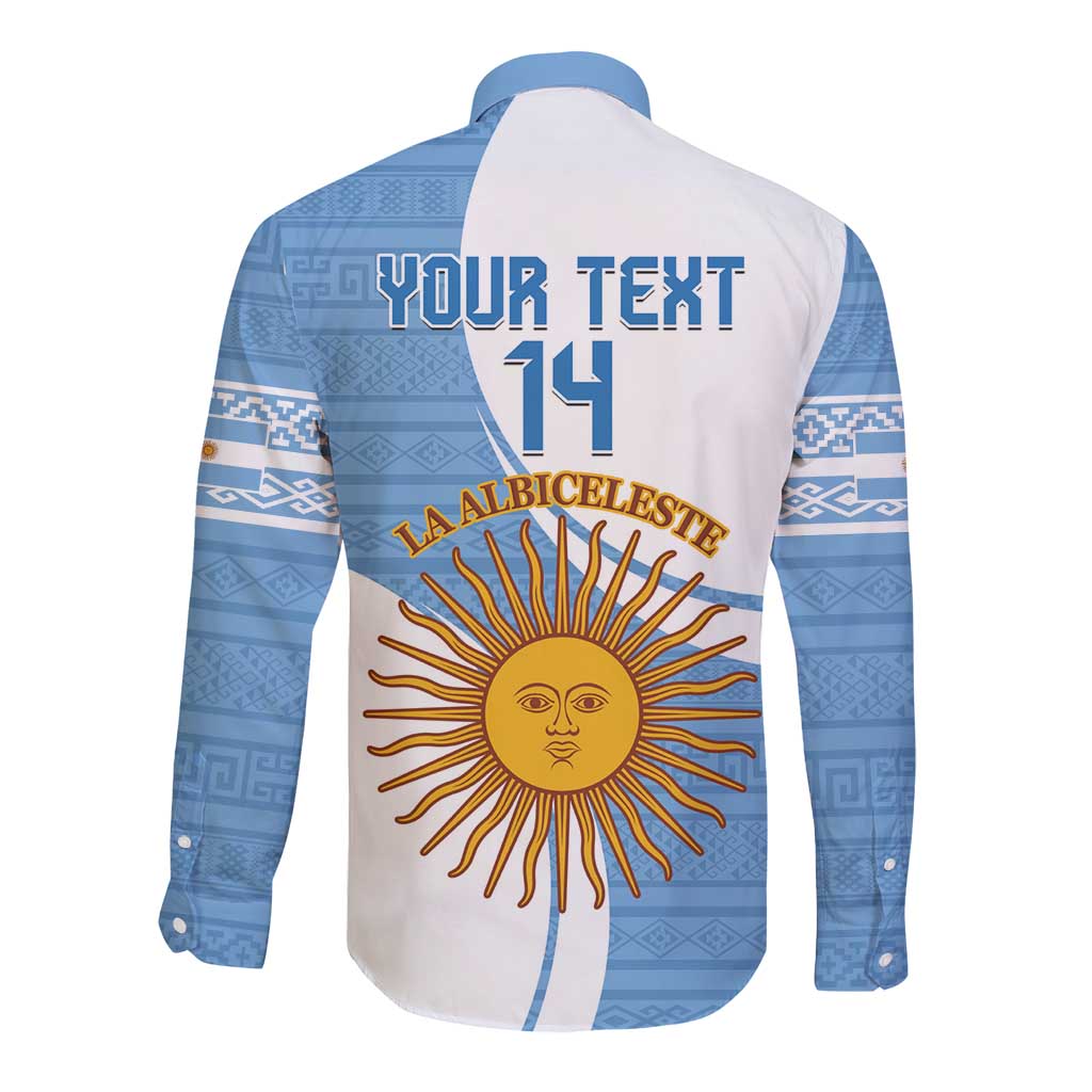 Custom Argentina Football Long Sleeve Button Shirt Vamos La Albiceleste - Sky Blue Version - Wonder Print Shop