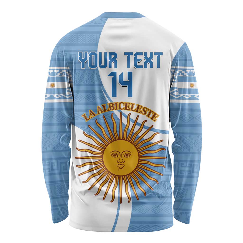 Custom Argentina Football Long Sleeve Shirt Vamos La Albiceleste - Sky Blue Version - Wonder Print Shop