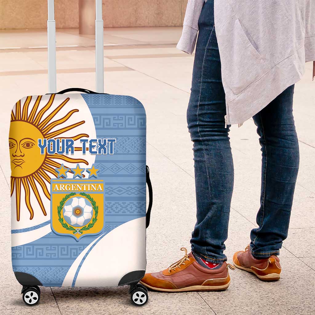 Custom Argentina Football Luggage Cover Vamos La Albiceleste - Sky Blue Version - Wonder Print Shop