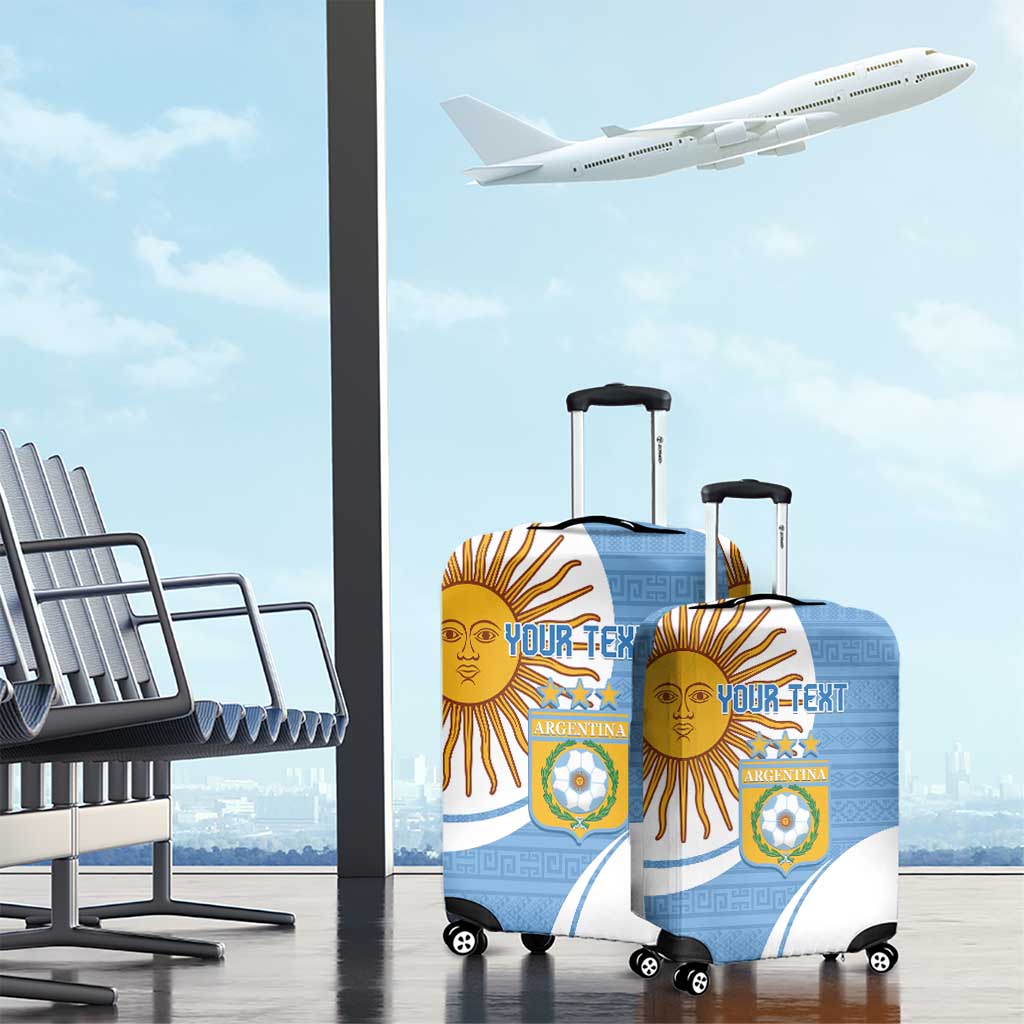 Custom Argentina Football Luggage Cover Vamos La Albiceleste - Sky Blue Version - Wonder Print Shop