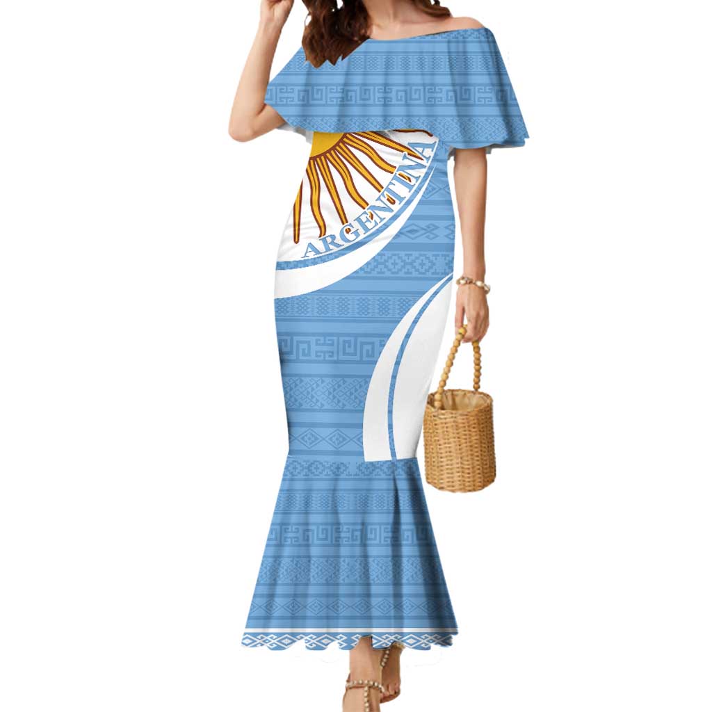 Custom Argentina Football Mermaid Dress Vamos La Albiceleste - Sky Blue Version - Wonder Print Shop