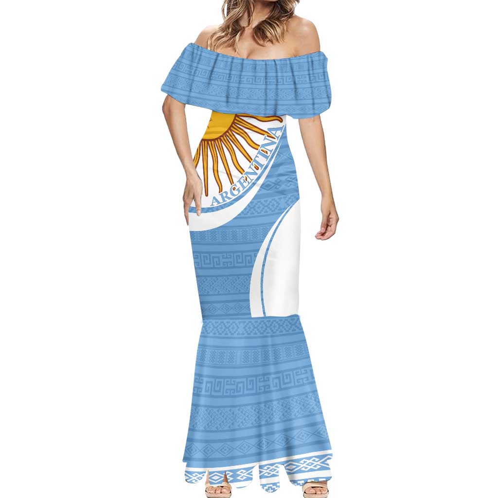 Custom Argentina Football Mermaid Dress Vamos La Albiceleste - Sky Blue Version - Wonder Print Shop