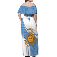 Custom Argentina Football Off Shoulder Maxi Dress Vamos La Albiceleste - Sky Blue Version - Wonder Print Shop