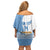 Custom Argentina Football Off Shoulder Short Dress Vamos La Albiceleste - Sky Blue Version - Wonder Print Shop