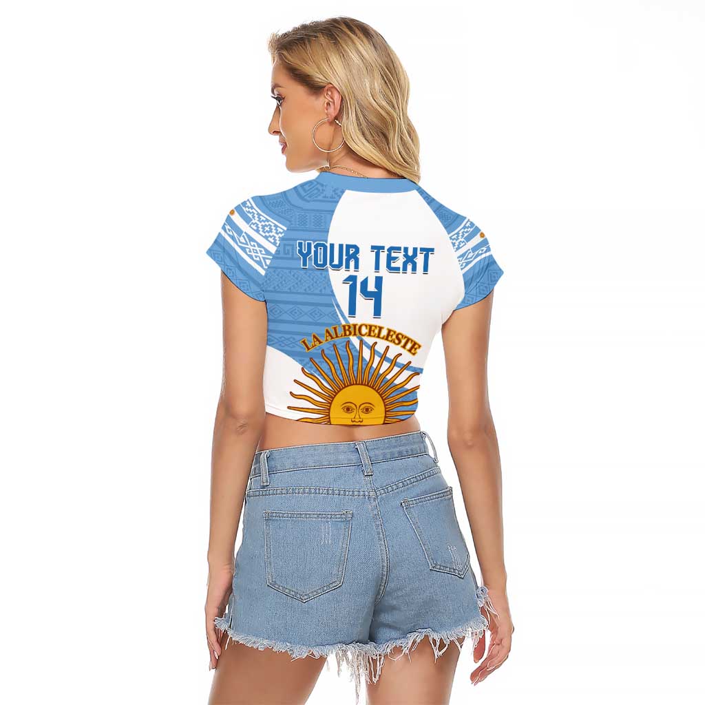 Custom Argentina Football Raglan Cropped T Shirt Vamos La Albiceleste - Sky Blue Version - Wonder Print Shop