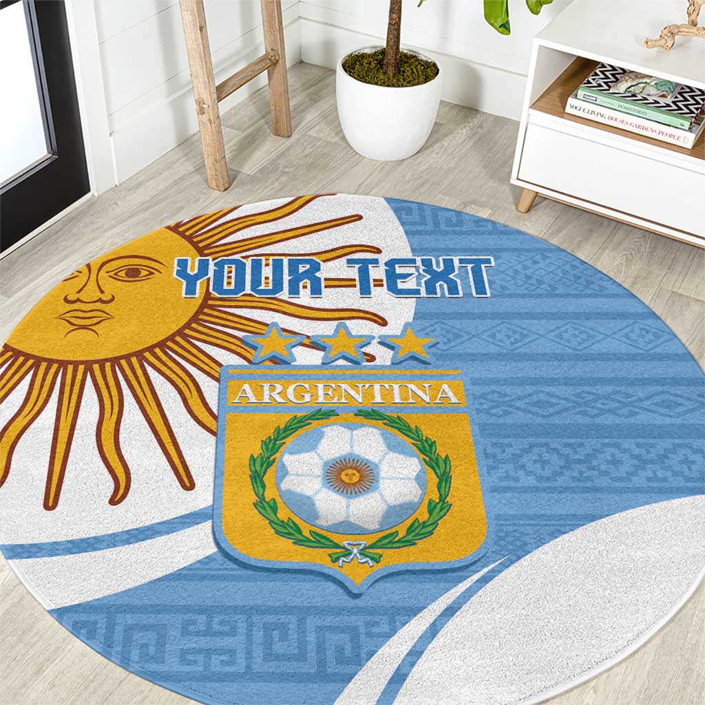 Custom Argentina Football Round Carpet Vamos La Albiceleste - Sky Blue Version