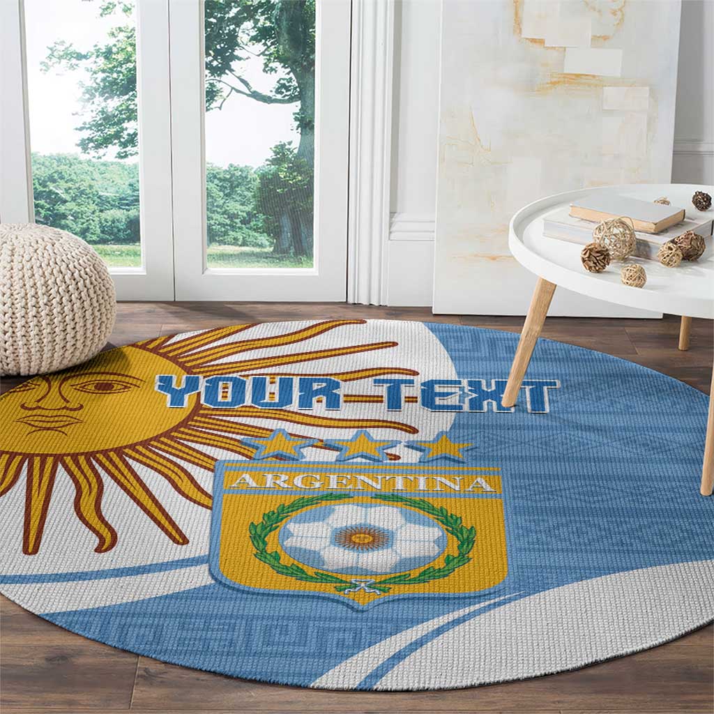 Custom Argentina Football Round Carpet Vamos La Albiceleste - Sky Blue Version