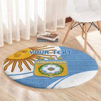 Custom Argentina Football Round Carpet Vamos La Albiceleste - Sky Blue Version