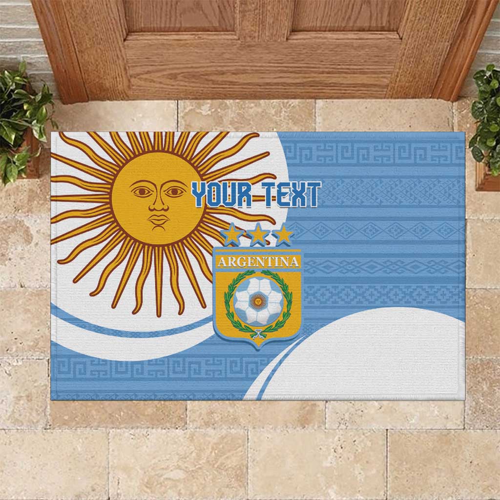Custom Argentina Football Rubber Doormat Vamos La Albiceleste - Sky Blue Version - Wonder Print Shop