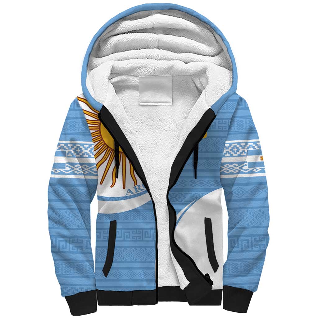 Custom Argentina Football Sherpa Hoodie Vamos La Albiceleste - Sky Blue Version - Wonder Print Shop