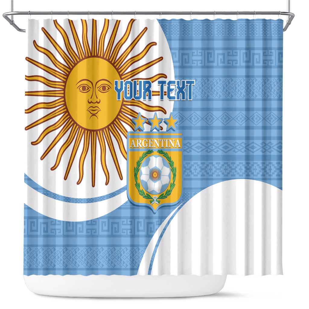 Custom Argentina Football Shower Curtain Vamos La Albiceleste - Sky Blue Version