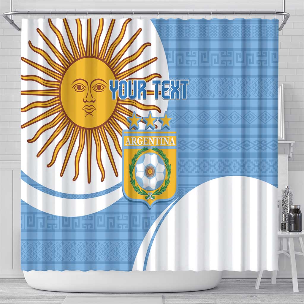 Custom Argentina Football Shower Curtain Vamos La Albiceleste - Sky Blue Version