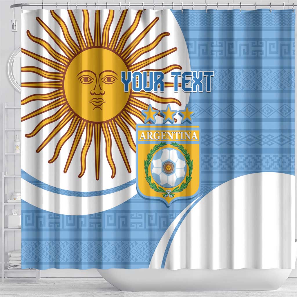 Custom Argentina Football Shower Curtain Vamos La Albiceleste - Sky Blue Version