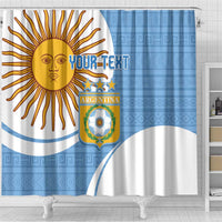Custom Argentina Football Shower Curtain Vamos La Albiceleste - Sky Blue Version