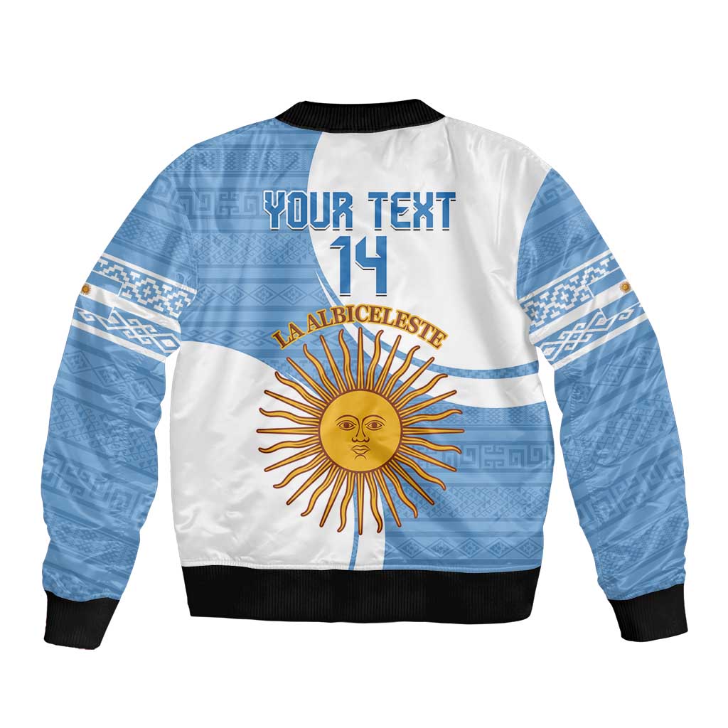 Custom Argentina Football Sleeve Zip Bomber Jacket Vamos La Albiceleste - Sky Blue Version - Wonder Print Shop