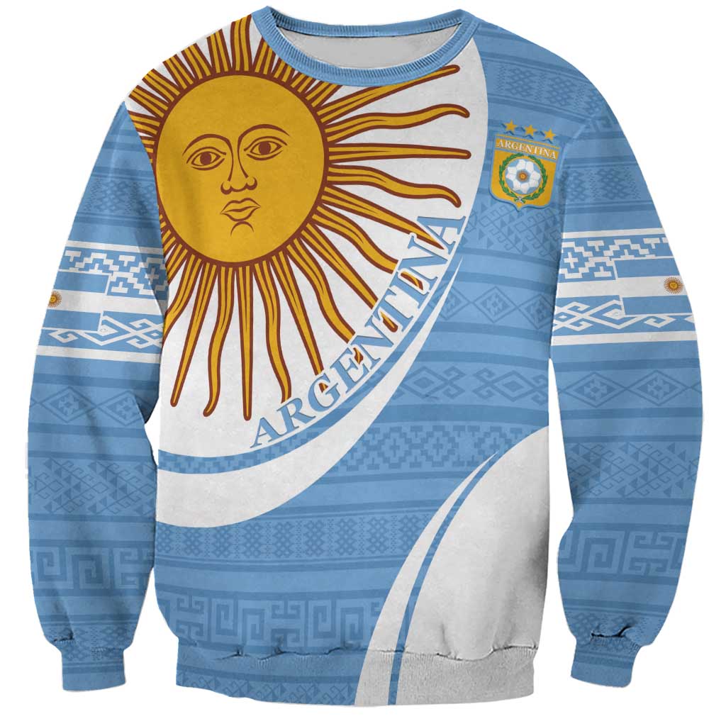 Custom Argentina Football Sweatshirt Vamos La Albiceleste - Sky Blue Version - Wonder Print Shop