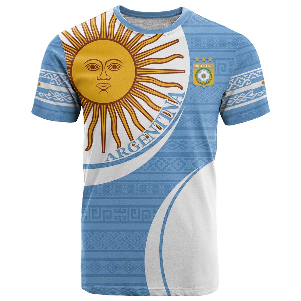 Custom Argentina Football T Shirt Vamos La Albiceleste - Sky Blue Version - Wonder Print Shop
