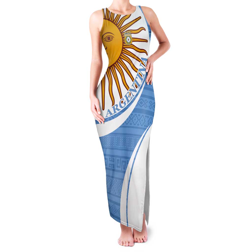 Custom Argentina Football Tank Maxi Dress Vamos La Albiceleste - Sky Blue Version - Wonder Print Shop