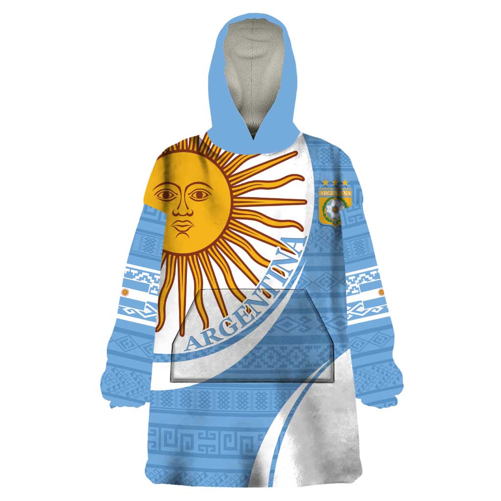 Custom Argentina Football Wearable Blanket Hoodie Vamos La Albiceleste - Sky Blue Version - Wonder Print Shop