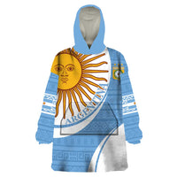 Custom Argentina Football Wearable Blanket Hoodie Vamos La Albiceleste - Sky Blue Version - Wonder Print Shop