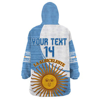 Custom Argentina Football Wearable Blanket Hoodie Vamos La Albiceleste - Sky Blue Version - Wonder Print Shop