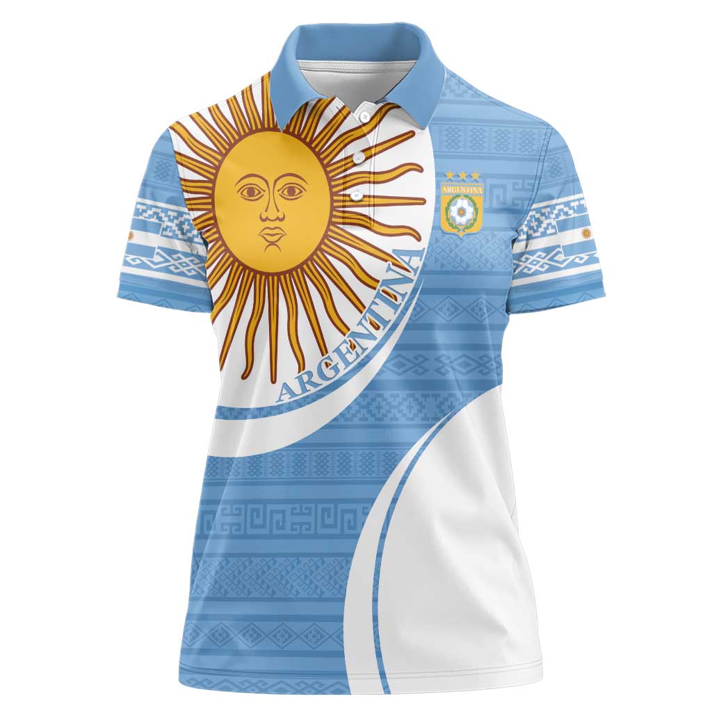 Custom Argentina Football Women Polo Shirt Vamos La Albiceleste - Sky Blue Version - Wonder Print Shop