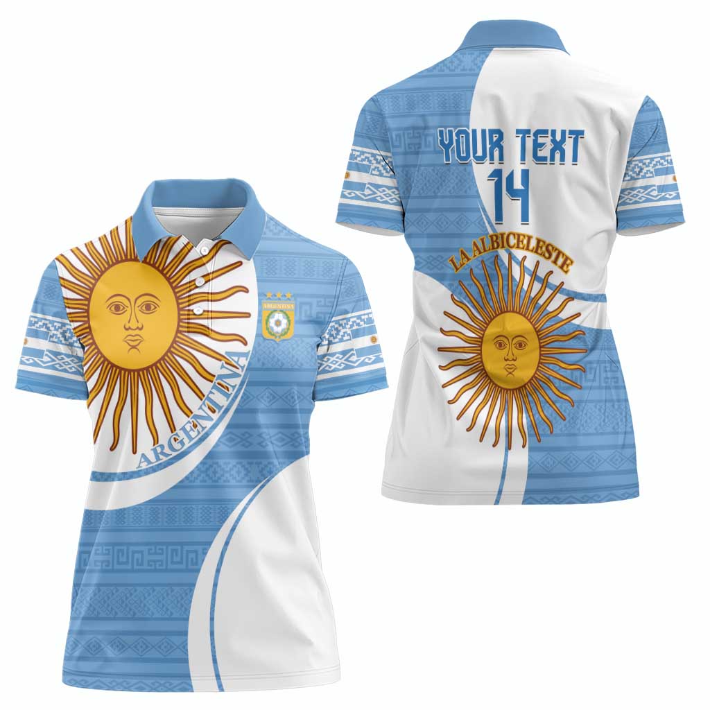 Custom Argentina Football Women Polo Shirt Vamos La Albiceleste - Sky Blue Version - Wonder Print Shop
