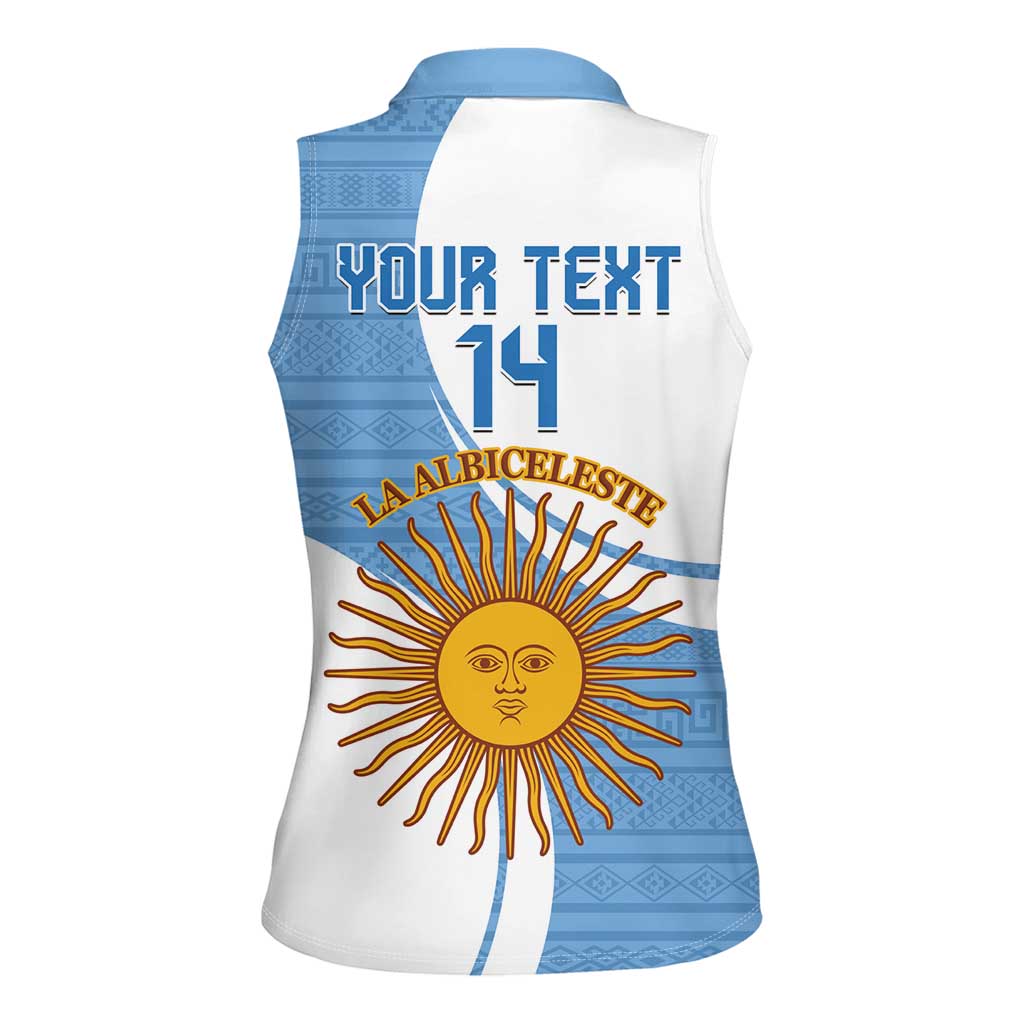 Custom Argentina Football Women Sleeveless Polo Shirt Vamos La Albiceleste - Sky Blue Version - Wonder Print Shop