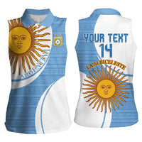 Custom Argentina Football Women Sleeveless Polo Shirt Vamos La Albiceleste - Sky Blue Version - Wonder Print Shop