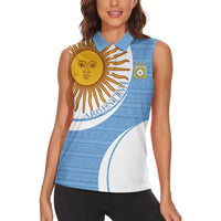 Custom Argentina Football Women Sleeveless Polo Shirt Vamos La Albiceleste - Sky Blue Version - Wonder Print Shop