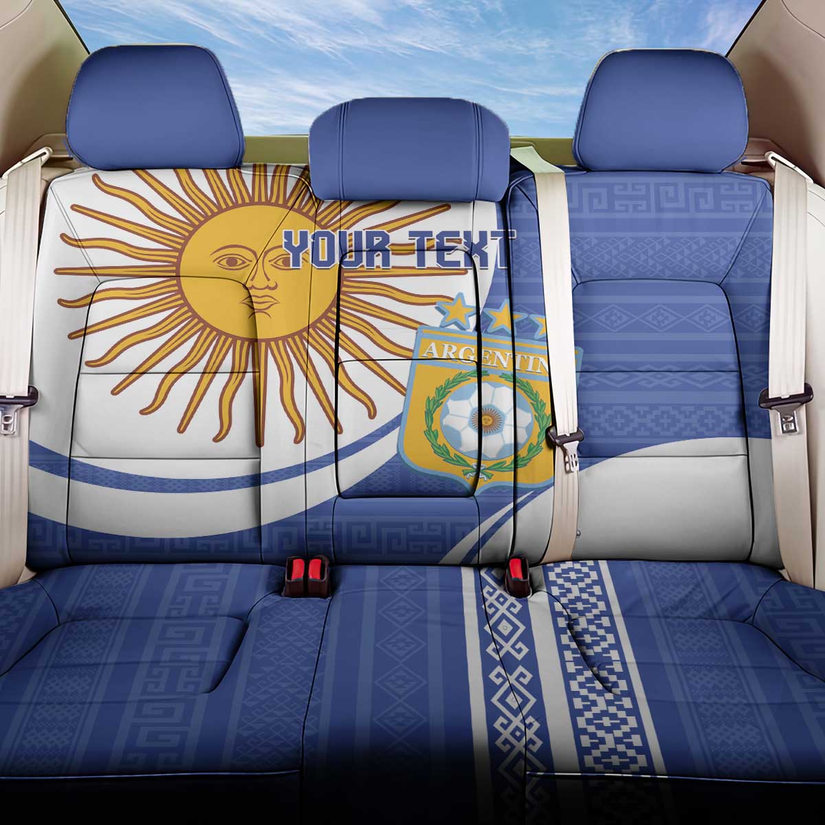 Custom Argentina Football Back Car Seat Cover Vamos La Albiceleste - Navy Blue Version - Wonder Print Shop