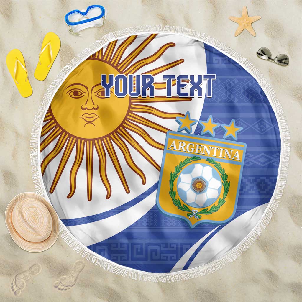 Custom Argentina Football Beach Blanket Vamos La Albiceleste - Navy Blue Version - Wonder Print Shop