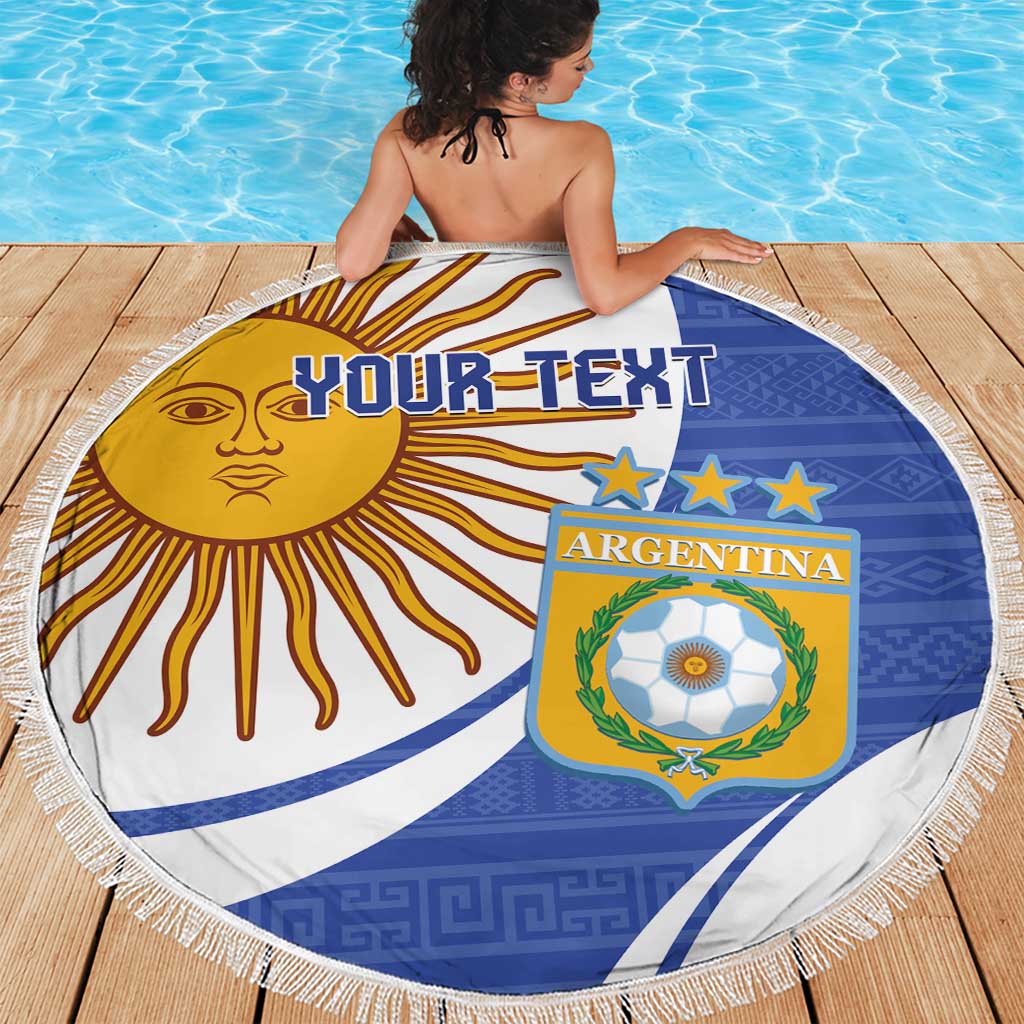 Custom Argentina Football Beach Blanket Vamos La Albiceleste - Navy Blue Version - Wonder Print Shop