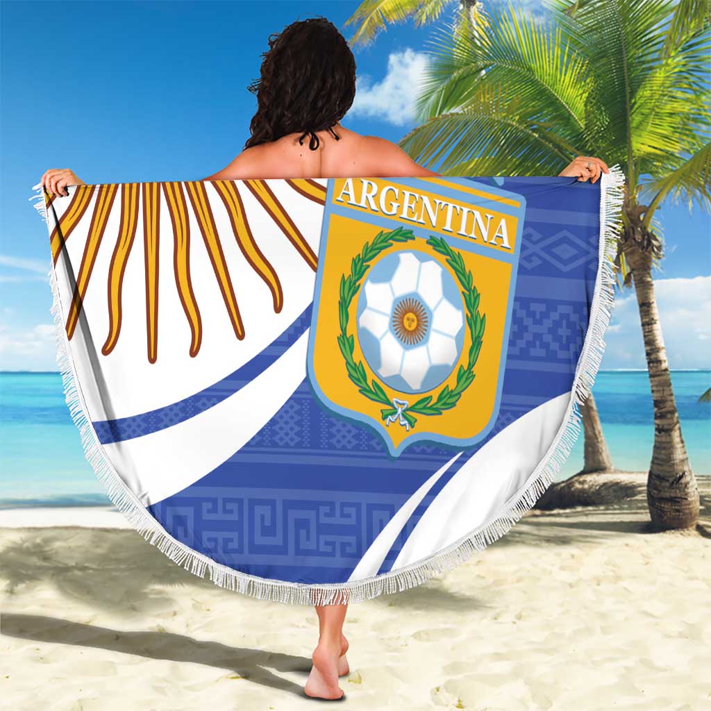 Custom Argentina Football Beach Blanket Vamos La Albiceleste - Navy Blue Version - Wonder Print Shop