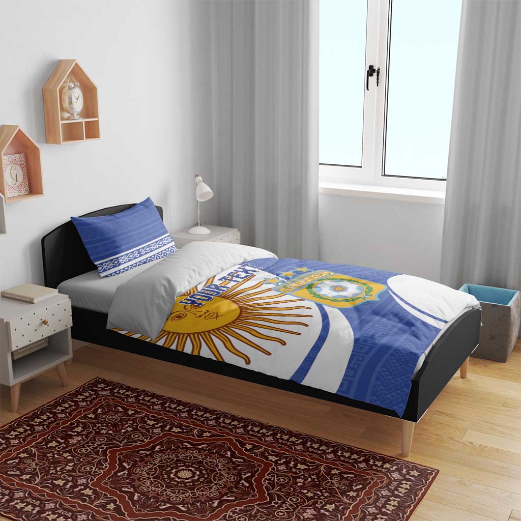 Custom Argentina Football Bedding Set Vamos La Albiceleste - Navy Blue Version - Wonder Print Shop