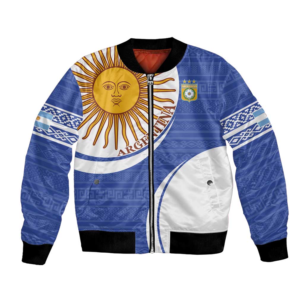 Custom Argentina Football Bomber Jacket Vamos La Albiceleste - Navy Blue Version - Wonder Print Shop
