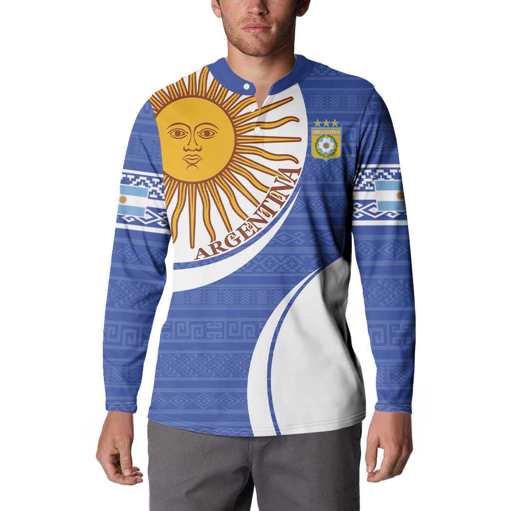 Custom Argentina Football Button Sweatshirt Vamos La Albiceleste - Navy Blue Version - Wonder Print Shop