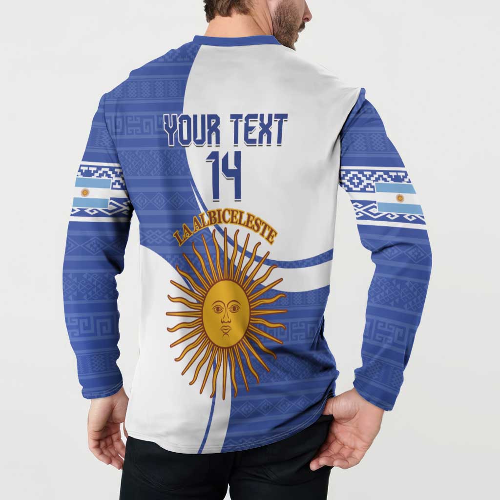 Custom Argentina Football Button Sweatshirt Vamos La Albiceleste - Navy Blue Version - Wonder Print Shop