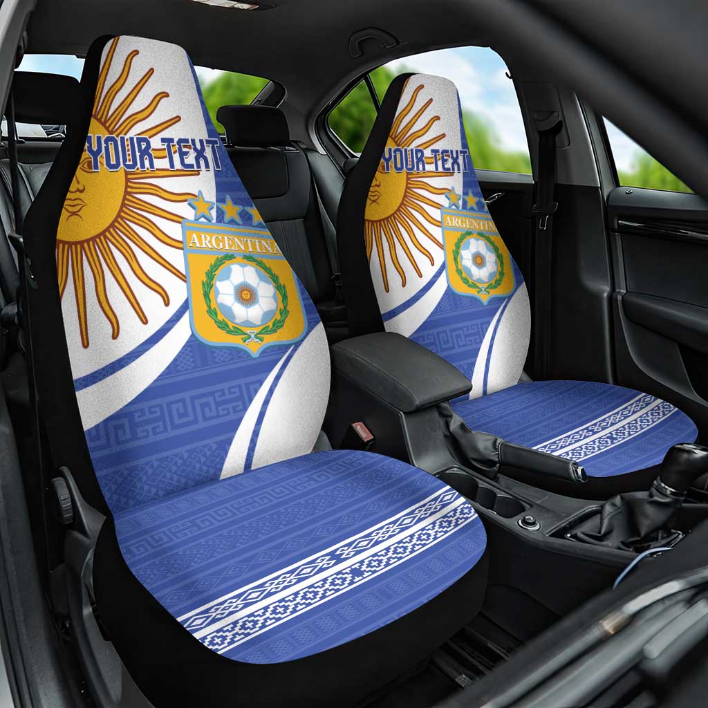Custom Argentina Football Car Seat Cover Vamos La Albiceleste - Navy Blue Version - Wonder Print Shop
